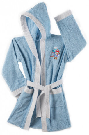 badjas junior katoen blauw maat 116/128