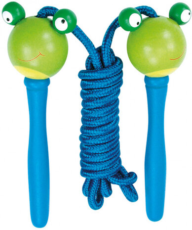 springtouw kikker 120 cm hout/nylon blauw/groen