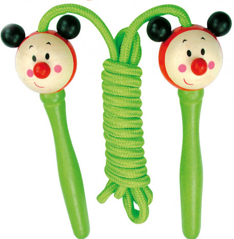 springtouw muis 120 cm hout/nylon groen