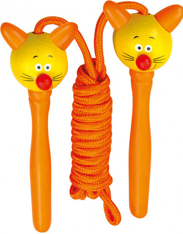 springtouw kat 120 cm hout/nylon oranje/geel
