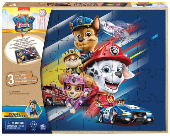 legpuzzel Paw Patrol hout 3 puzzels 72 stukjes