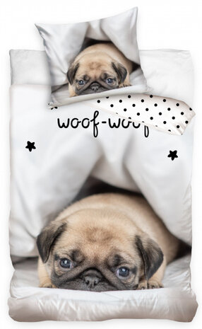 dekbedovertrek Woof junior 140 x 200 cm katoen wit