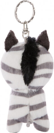 sleutelhanger Zebra Mankalita 9 cm polyester wit/grijs