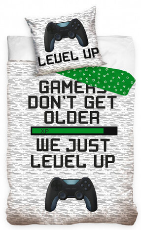 dekbedovertrek Gaming junior 140 x 200 cm katoen wit