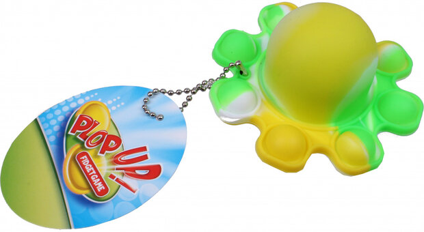 fidgetspel Octopus marble 9,2 cm geel/groen/wit