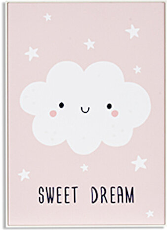 schilderij Sweet Dream 70 x 50 cm hout lichtroze/wit