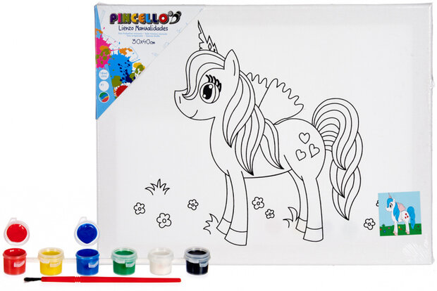 schilderset Pony 30 x 40 cm canvas wit 3-delig