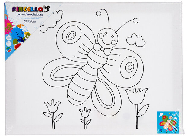 schilderset Vlinder 30 x 40 cm canvas wit 3-delig