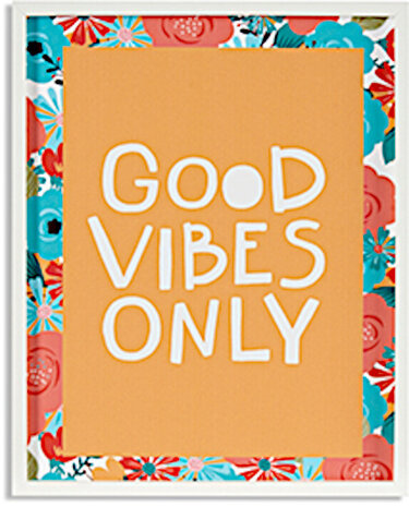schilderij Good Vibes Only 50 x 40 cm hout oranje/wit