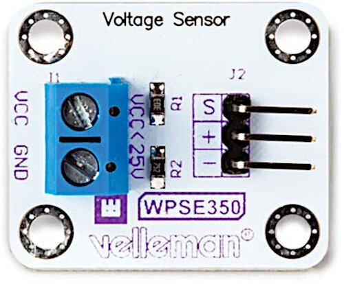 spanningssensormodule 0-25V 30 x 25 mm wit/blauw