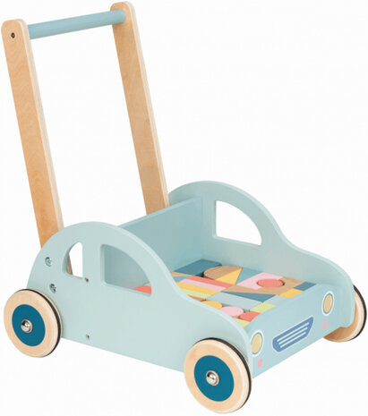 loopwagen blokken 39,8 x 45,3 cm hout blauw
