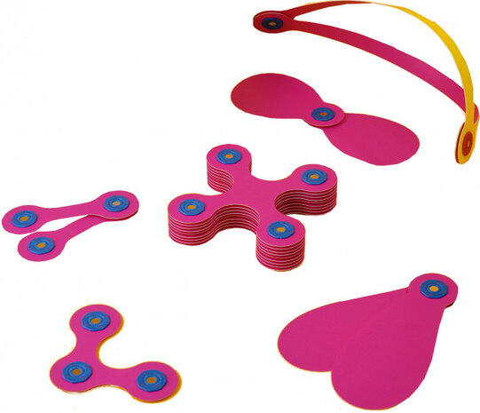 klikspeelgoed Itsy junior 14 cm roze/geel 19-delig
