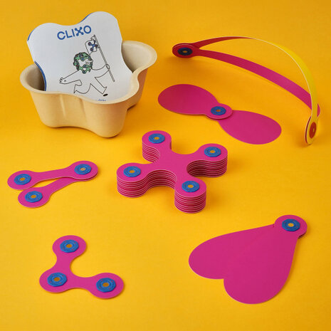 klikspeelgoed Itsy junior 14 cm roze/geel 19-delig