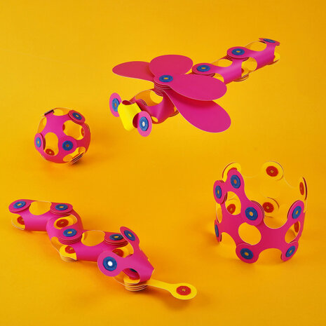 klikspeelgoed Itsy junior 14 cm roze/geel 19-delig