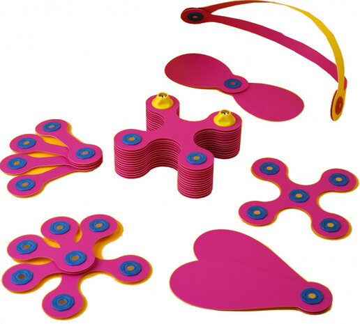 klikspeelgoed Crew junior 22 x 14 cm roze/geel 31-delig