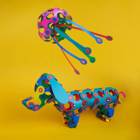 klikspeelgoed Super Rainbow junior 35,5 cm roze 61-delig