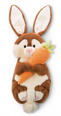 knuffelkonijn met wortel 38 cm pluche/polyester bruin