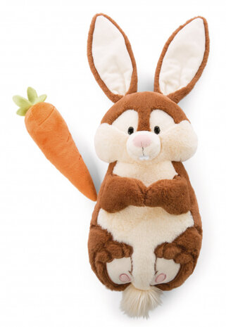 knuffelkonijn met wortel 38 cm pluche/polyester bruin