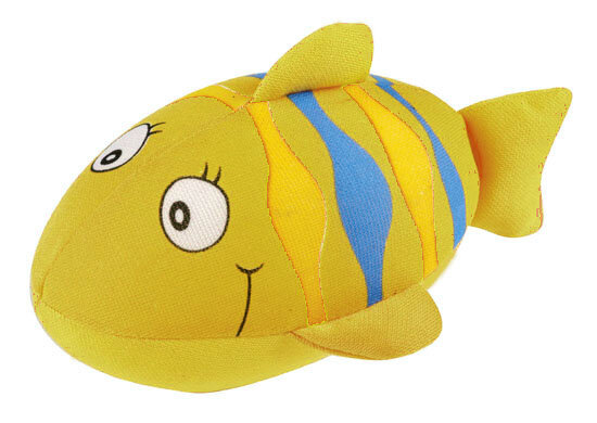 sponsdier Vis junior polyester 12 cm geel/blauw