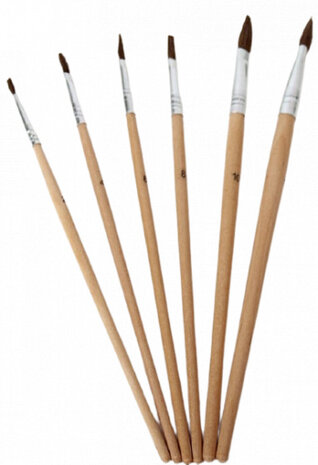 verfpenselen Patton 29 cm hout bruin 6-delig