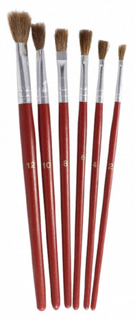 verfpenselen Master 6 x 0,5 x 29 cm bruin 6-delig