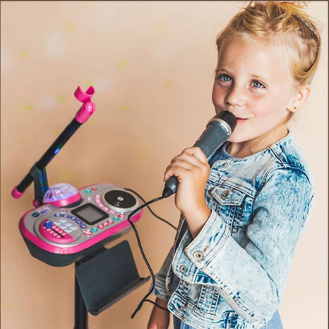 podiummicrofoon Kidi Super Star 130 cm roze/zwart