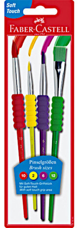 verfpenselen junior rood/geel/paars/groen 4 stuks
