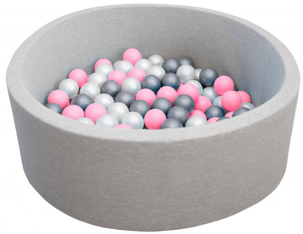 ballenbakset junior 90 x 60 cm grijs/roze 200-delig
