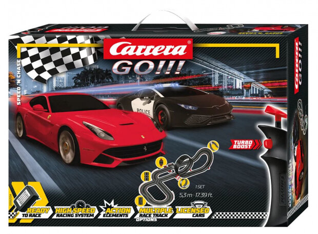 racebaanset Speed &#039;n Chase 5,3 meter 1:43 zwart 5-delig