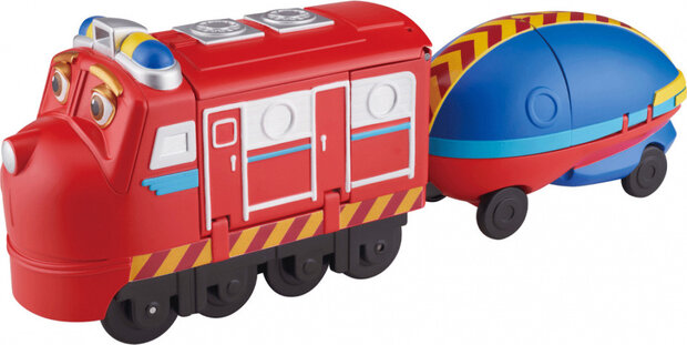 trein Pop &amp; Transform Rescue 22,9 cm rood/blauw