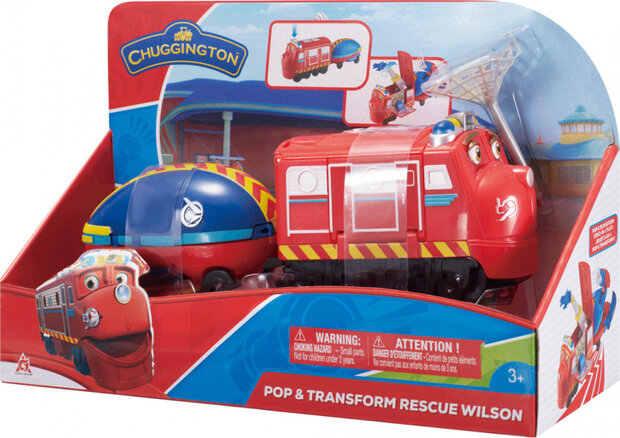 trein Pop &amp; Transform Rescue 22,9 cm rood/blauw