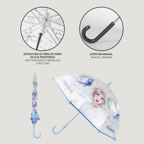 kinderparaplu Frozen II 71 cm polyester transparant