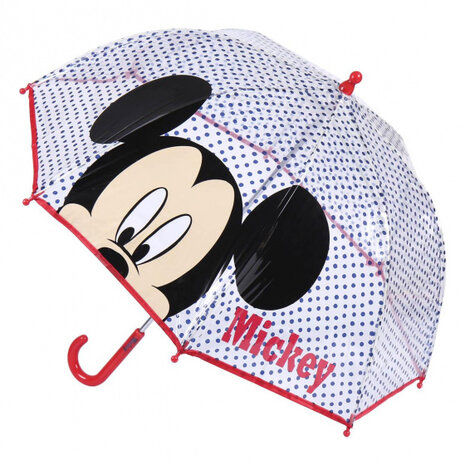kinderparaplu Mickey 71 cm polyester transparant
