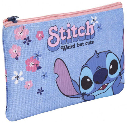 make-uptasje Stitch 21 cm polyester blauw/roze