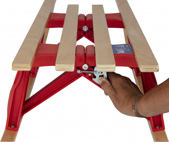 slee opvouwbaar 110 x 39 x 23 cm hout rood/naturel&nbsp;&nbsp;&nbsp;&nbsp;