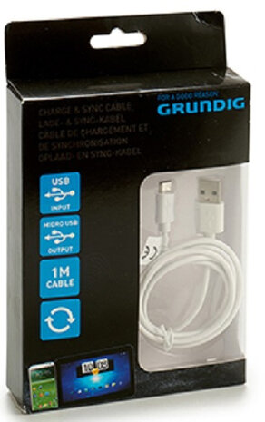 oplaadkabel micro-USB 1 meter PVC wit