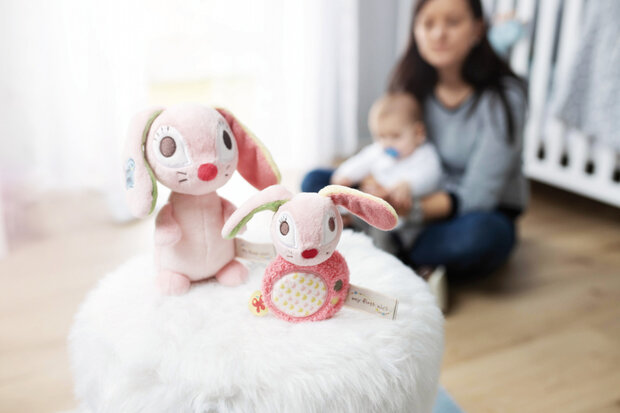 knuffeldier konijn 3D Hopsalie 17,5 cm pluche roze