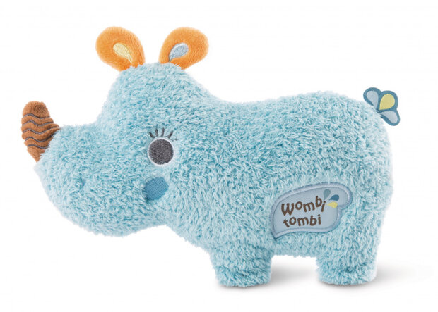 knuffeldier neushoorn 2D Manuffi 20 cm pluche blauw