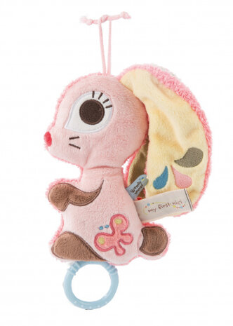 muziekknuffel Hopsalie 2D konijn 20 cm pluche roze