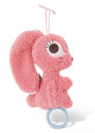 muziekknuffel Hopsalie 2D konijn 20 cm pluche roze