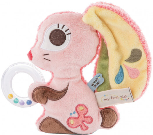 muziekknuffel Hopsalie konijn 18 cm pluche roze