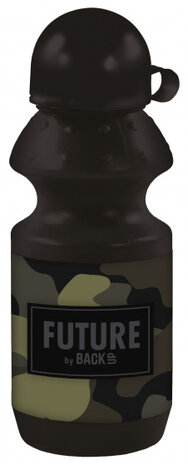 drinkfles junior 330 ml 6 x 18 cm zwart/camouflagegroen