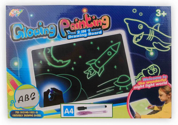 magisch tekenbord A4 junior glow-in-the-dark 3-delig