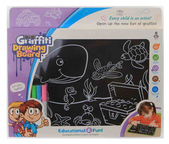 tekenbord Graffitti junior 25 x 29 cm zwart 4-delig