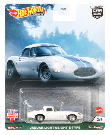 auto Jaguar E-type Lightweight 1:64 die-cast wit/blauw
