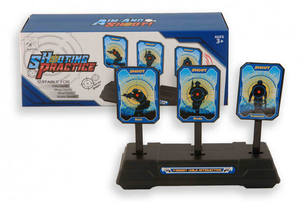 schietstandaard soft gun practise 22 cm zwart/blauw