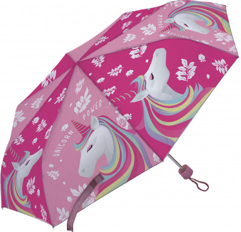 kinderparaplu Unicorn Power 52 cm polyester donkerroze
