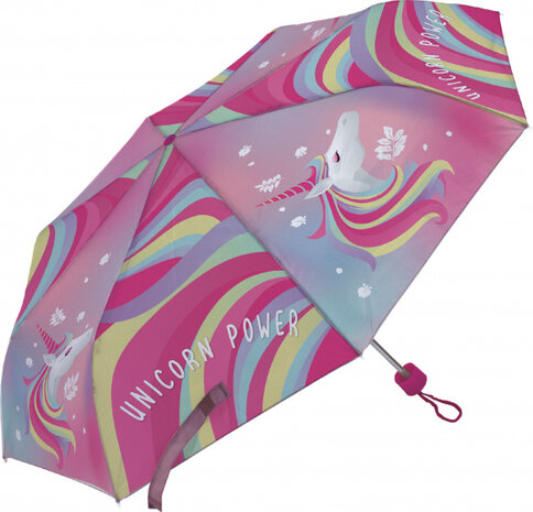 kinderparaplu Unicorn Power 52 cm polyester donkerroze