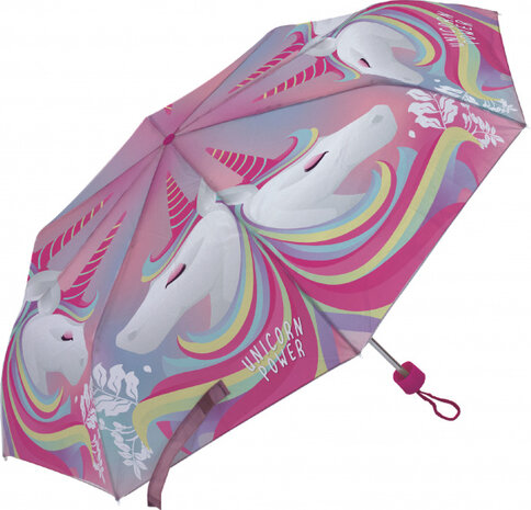 kinderparaplu Unicorn Power 52 cm polyester donkerroze