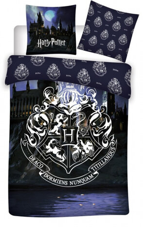 dekbedovertrek Harry Potter 140 x 200 cm blauw